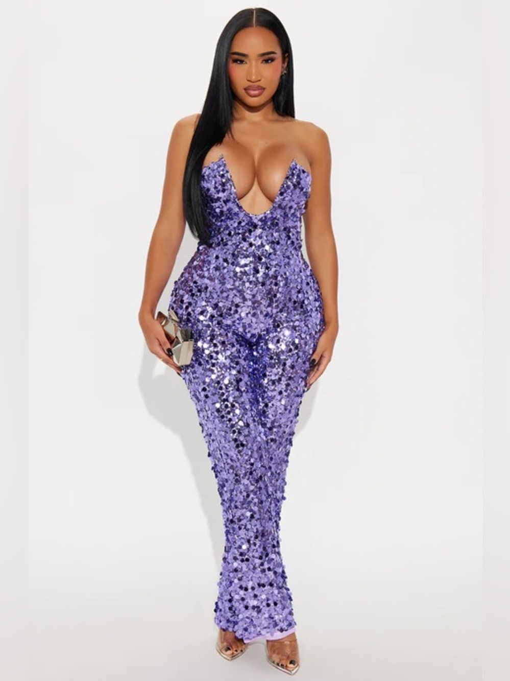 After Hours Purple Sequin Strapless Jumpsuit NEW 🏷️